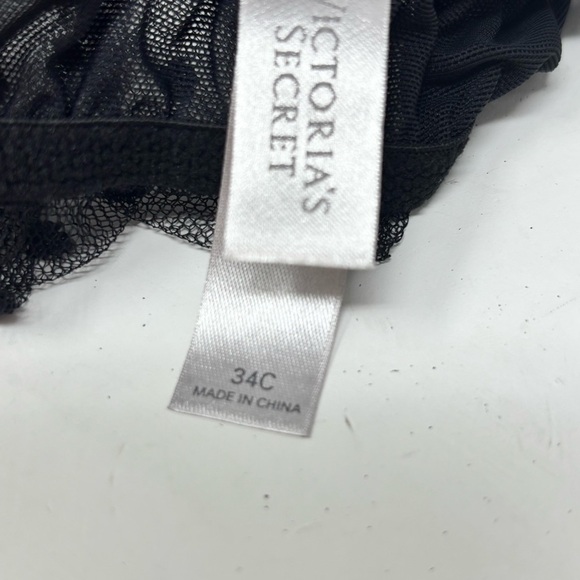 VICTORIA’S SECRET Women’s Black Pink Mesh Lace Teddy Bustier Underwire Size 34C - Picture 9 of 11